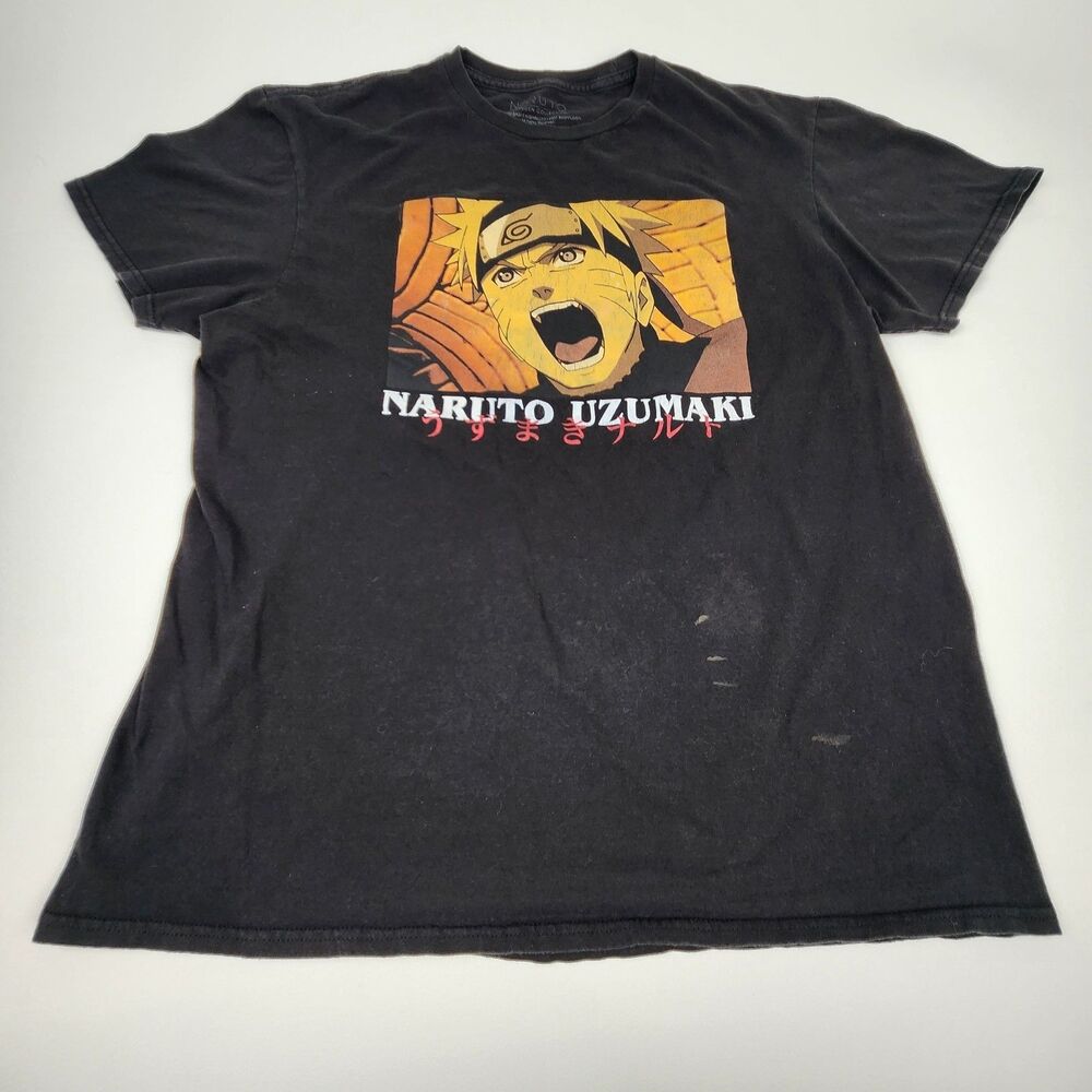 Naruto Uzumaki Graphic T Shirt Black Anime Manga Tee Mens Large